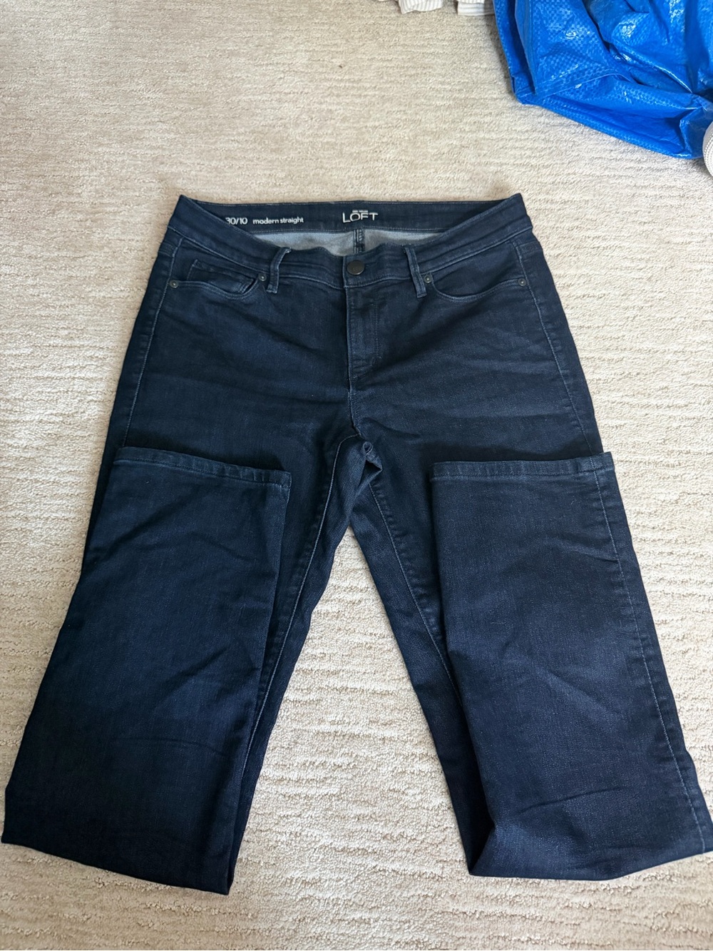 LOFT Navy Modern Straight Jeans